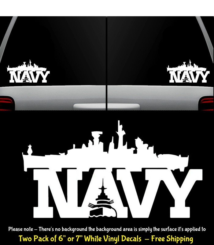US Navy Ship Warship White Vinyl Decals Vehicle Window Any Flat Surface