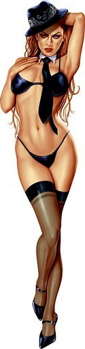 Hot Gangster Babe Pinup Car Sticker – Hot Bikini -Trucker – Auto Decal