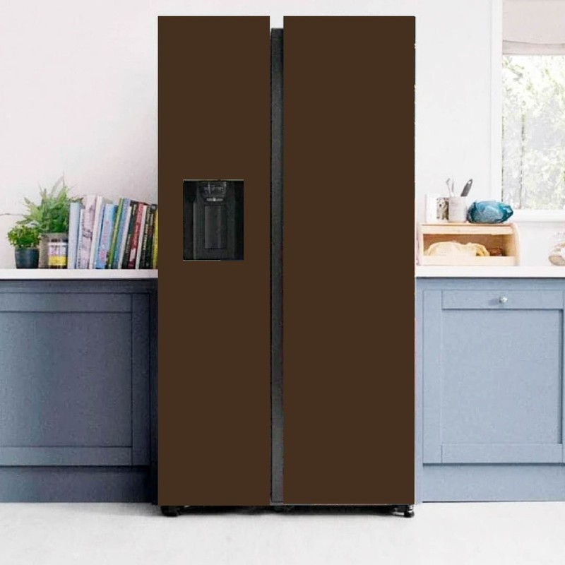 Brown Solid Color Modern Fridge Wrap Solid Color Refrigerator Skin gallery