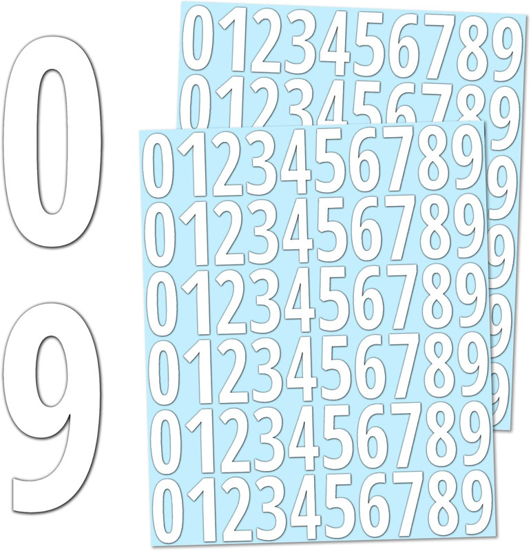 600 Pieces, 1″ – Number Stickers, Waterproof Vinyl Stick on Numbers – White