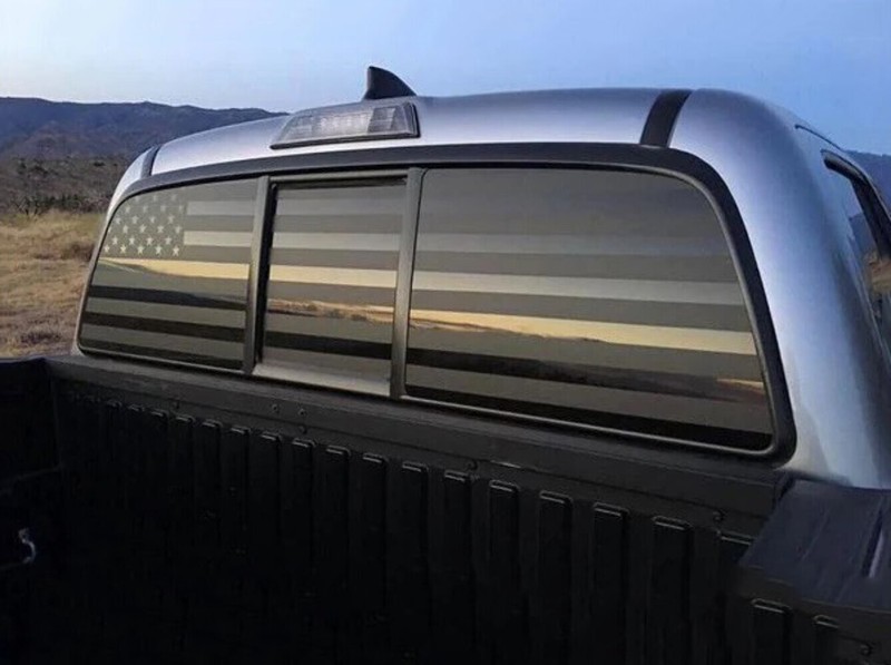 Matte Black American Flag, Die Cut Vinyl Window Decal