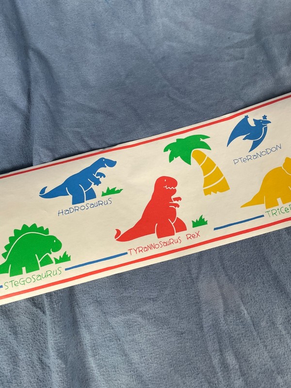 Vintage Contact Paper Trim Dinosaur 6″ x 15 ft Cute Kids Room Decor