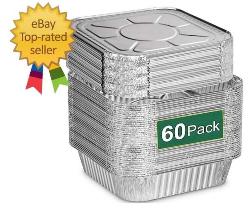 8×8 Aluminum Pans with Lids – 60 Pack Square Disposable Aluminum Fo… Fast Ship