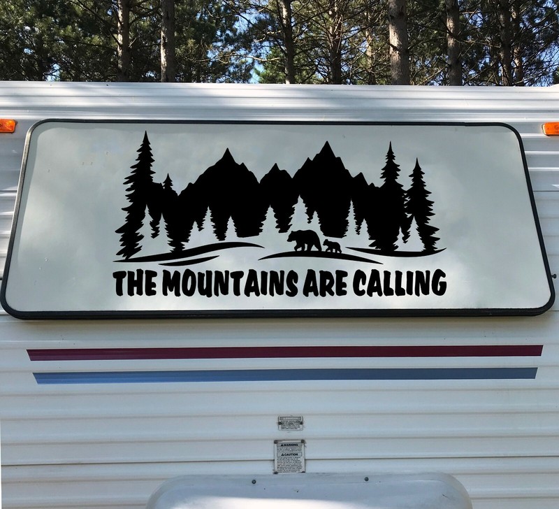 The Mountains Are Calling Vinyl Decal V3 - Bears RV Camper Graphics Scene gallery