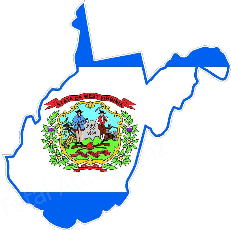 West Virginia Flag Vinyl Sticker Decal WV outline silhouette state