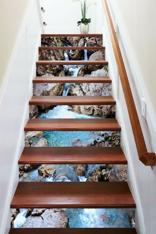 3D Big Stone ZHU457 Stair Risers Decoration Photo Mural Vinyl Wallpaper Zoe
