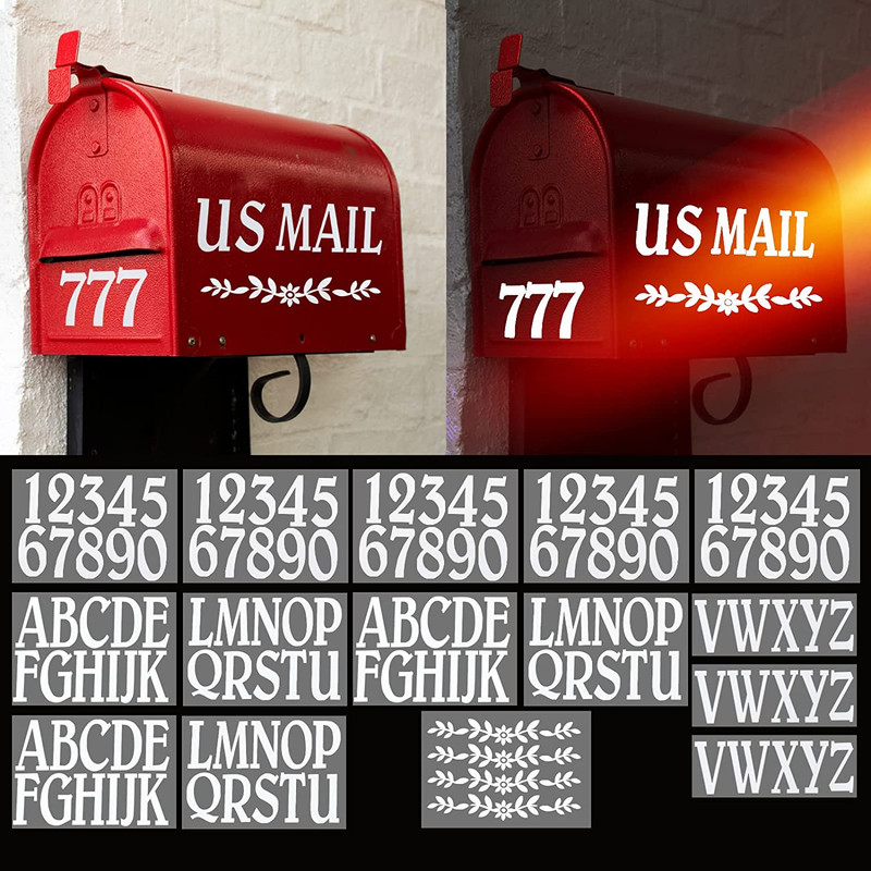 132 Pcs 2″ Reflective Mailbox Numbers Letters Stickers for Outside,Numbers and L