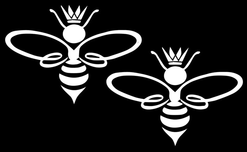 Queen Bee Two Pack 5″ White Vinyl Decals Car Truck Windows Tumblers Tablet