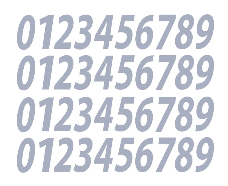 0-9 Numbers Gray Sticker Vinyl Decals PICK SIZE!! 1/2″ To 12″ Set Of 40 (V546)
