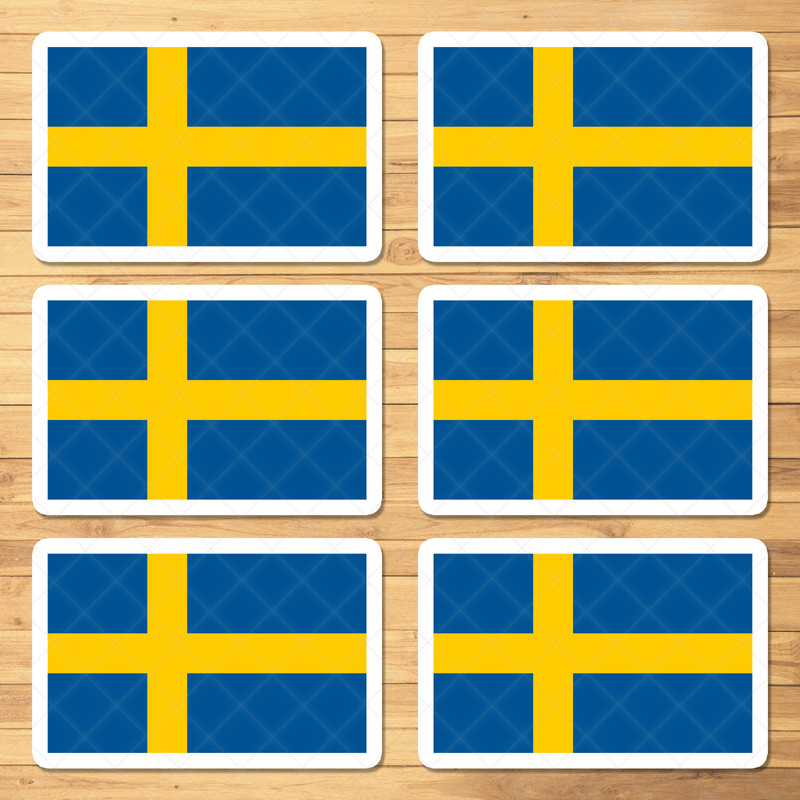 Swedish Flag Stickers – 6 Pack for Cars, Laptops , Water Bottle -Sweden Flag