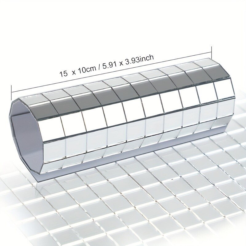 15*10CM DIY Self Adhesive Mosaic Mirror Tiles 150pcs 1*1cm Glass Wall Sticker