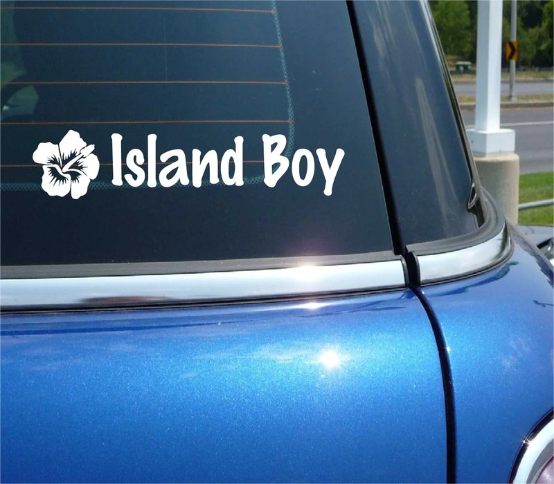 HIBISCUS FLOWER ISLAND BOY BEACH SAND OCEAN DECAL STICKER FUNNY CAR TRUCK