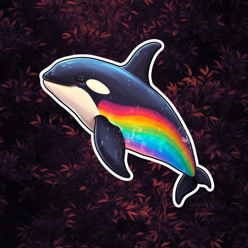 Rainbow Orca Whale Vinyl Sticker - Pride, Spirit Animal