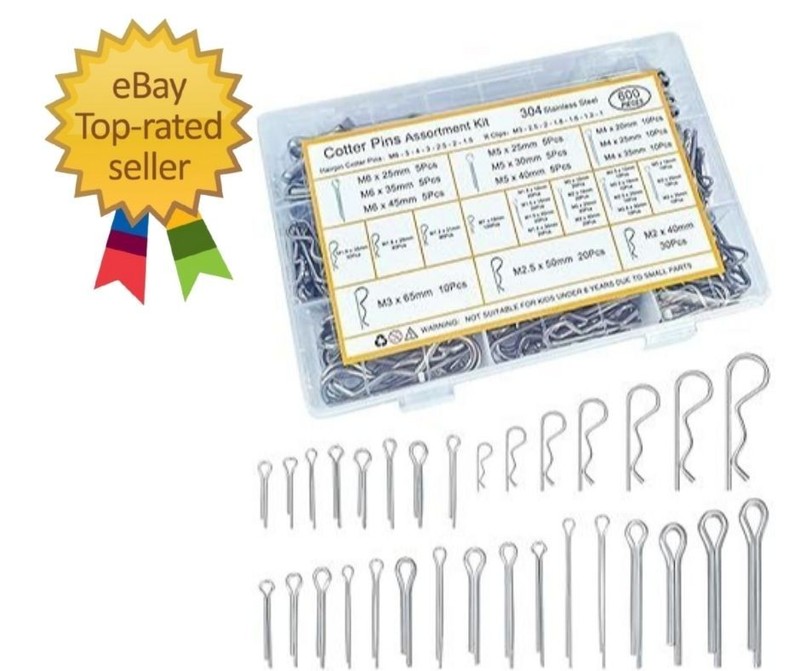 600 Pcs Cotter Pins Assortment Kit – 31 Sizes Hardware Pins Set 304 Stainless St