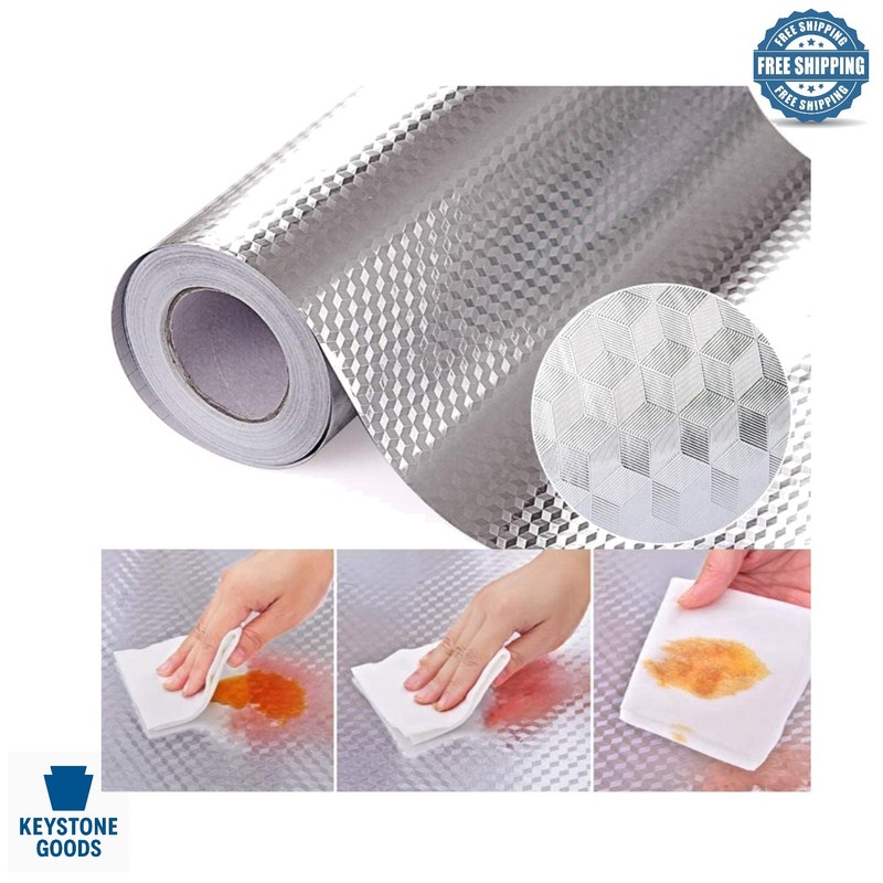 Silver Space-Themed Self-Adhesive Kitchen Backsplash & Drawer Liner, 15.7×196.9″