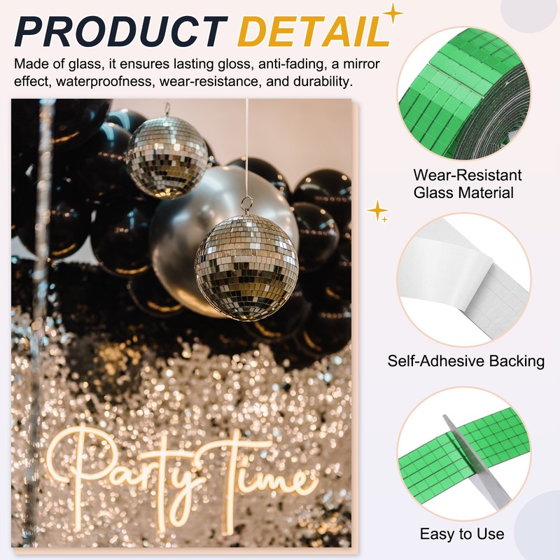 5x5mm Self Adhesive Mirrors Mosaic Tiles, 2500 Pcs Mosaic Sticker, Green gallery
