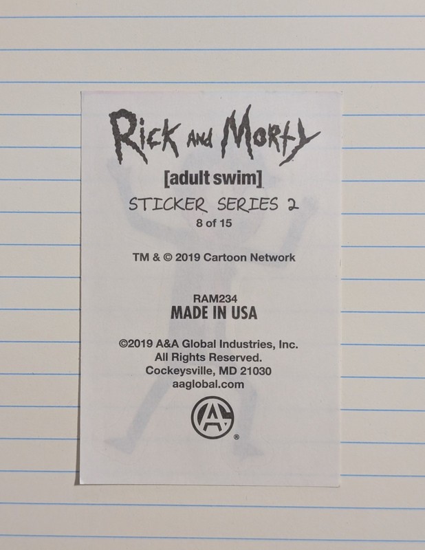 Rick & Morty Vending Sticker - 2019 Adult Swim Cartoon Network - Lawyer Morty gallery