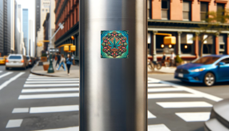 Geometric Cannabis Mandala Sticker | Sacred Weed Vinyl | Waterproof Marijuana gallery