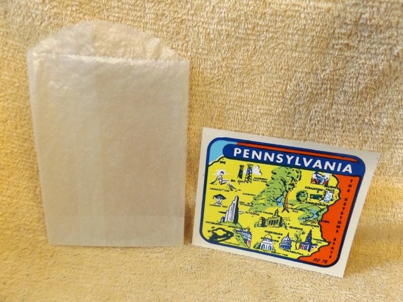 PENNSYLVANIA “The Keystone State” Vintage 1960s Decal in original sleeve
