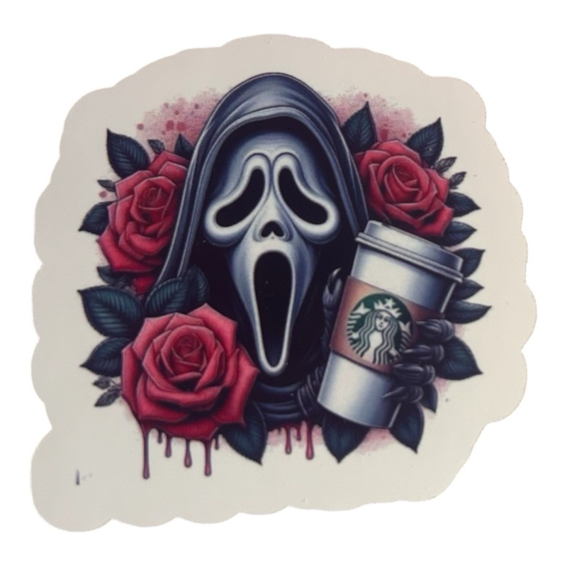 Handmade Ghostface Coffee Sticker