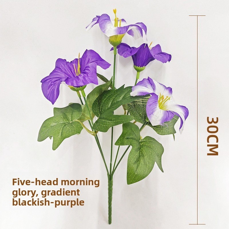 5 Heads Artificial Morning Glory Flowers,Milky White Fake Silk Bouquet,for Decor gallery