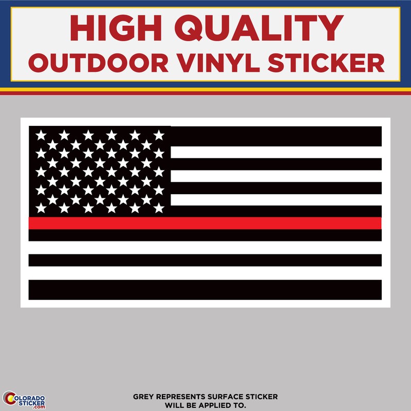 Thin Red Line American Flag, High Quality Vinyl Stickers