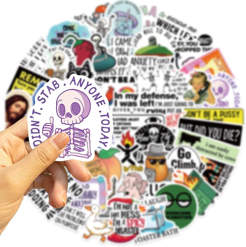 50Pcs Funny Adults Stickers Bulk, Prank Meme Sticker for Kids Teens Adults, Snar gallery