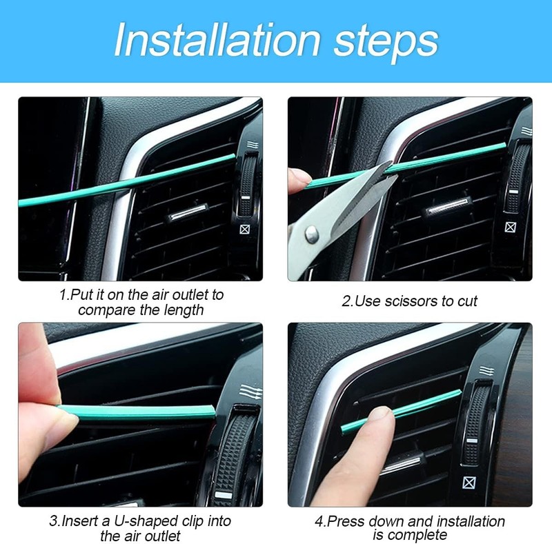 20 Pieces Car Air Conditioner Decoration Strip Vent Outlet Universal Waterproof gallery