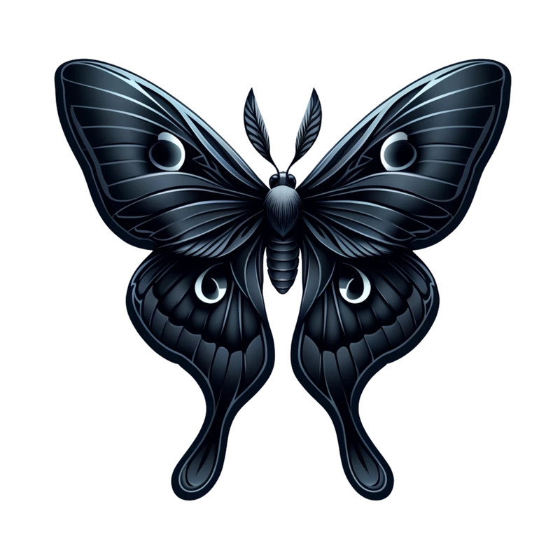 Black Luna Moth Sticker Gothic Dark Moth Vinyl Decal Art