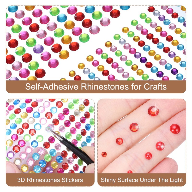 1394Pcs 4mm/6mm Self-Adhesive Rhinestone Stickers for Craft 4 Sheet Green gallery