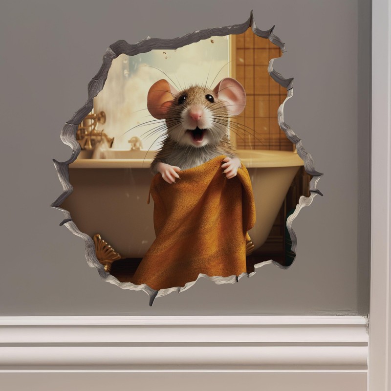 Bathroom Towel Wall Hole Decal – Wall Sticker with 3D Effect – Fun Gift Idea
