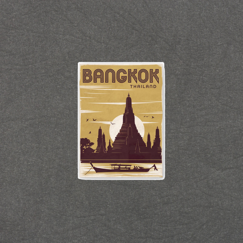 Vintage Bangkok Thailand Travel sticker – Wat Arun Temple Silhouette Sticker #34