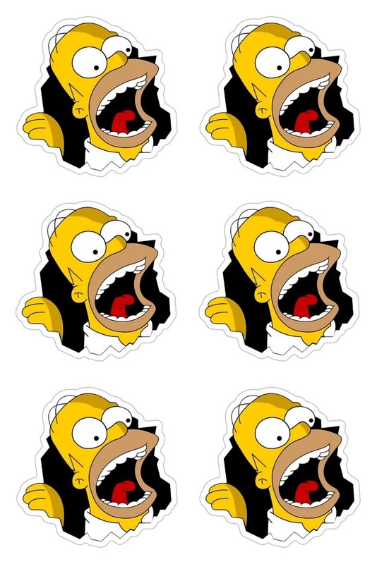 Homer Simpson 4"x6" Vinyl Sticker Sheet - 6 per Sheet 1.75" each Weatherproof gallery