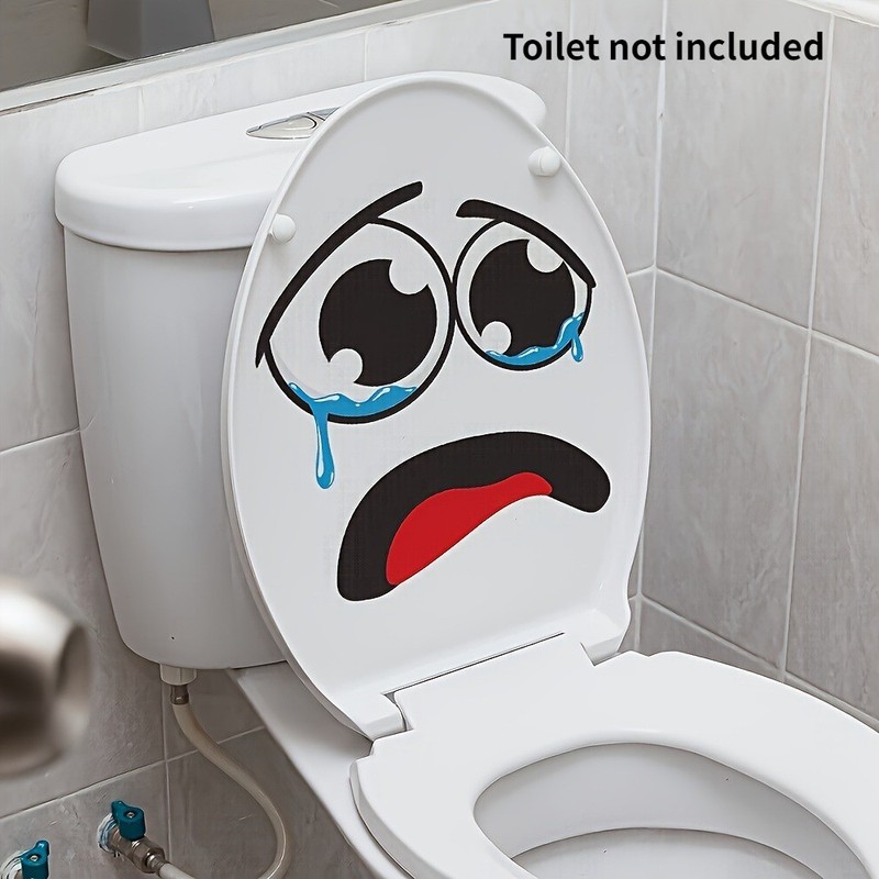 Lightweight Adaptable Compact Funny Crying Face Toilet Sticker for Bathroom Home gallery
