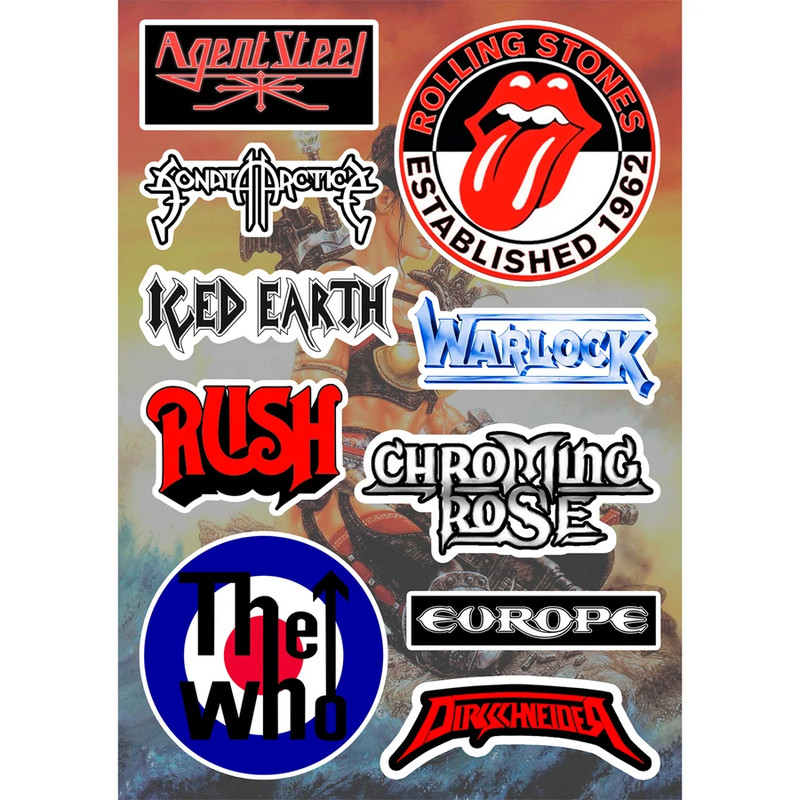 Rock & Metal Bands Sticker Pack Van Halen Nazareth Warlock Dio Blind Guardian gallery