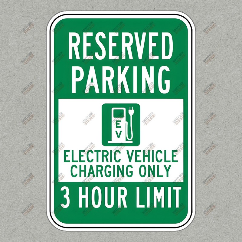 Reserved Parking for Electric Vehicles OSHA Compliant Charging Sign 3 #433025