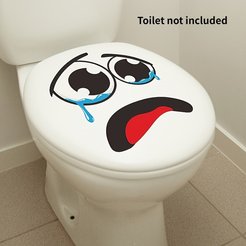 Lightweight Adaptable Compact Funny Crying Face Toilet Sticker for Bathroom Home gallery