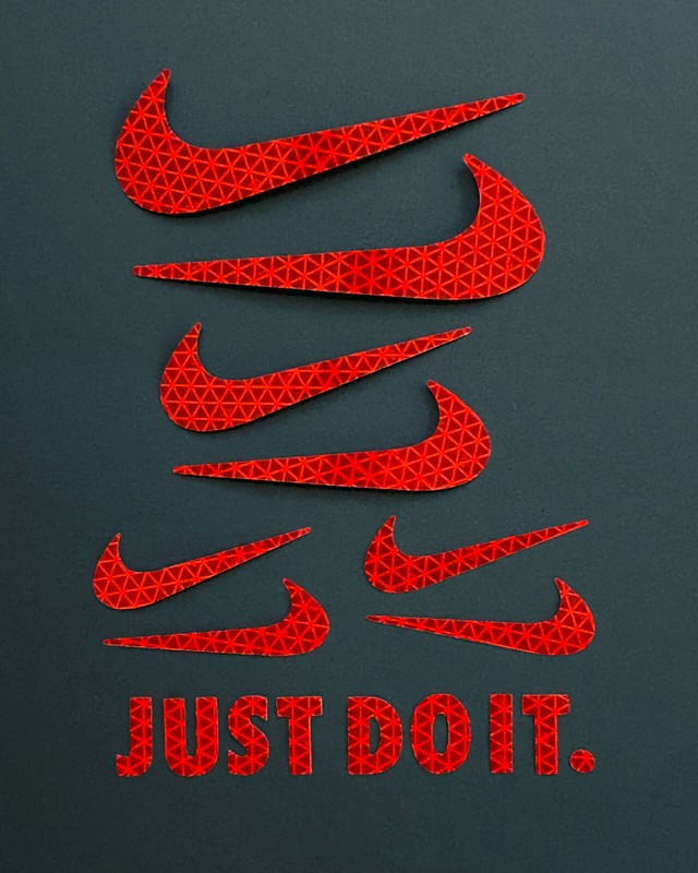 Nike Swoosh Logo Stickers Decals Reflective Reflector Pack Flexible Waterproof