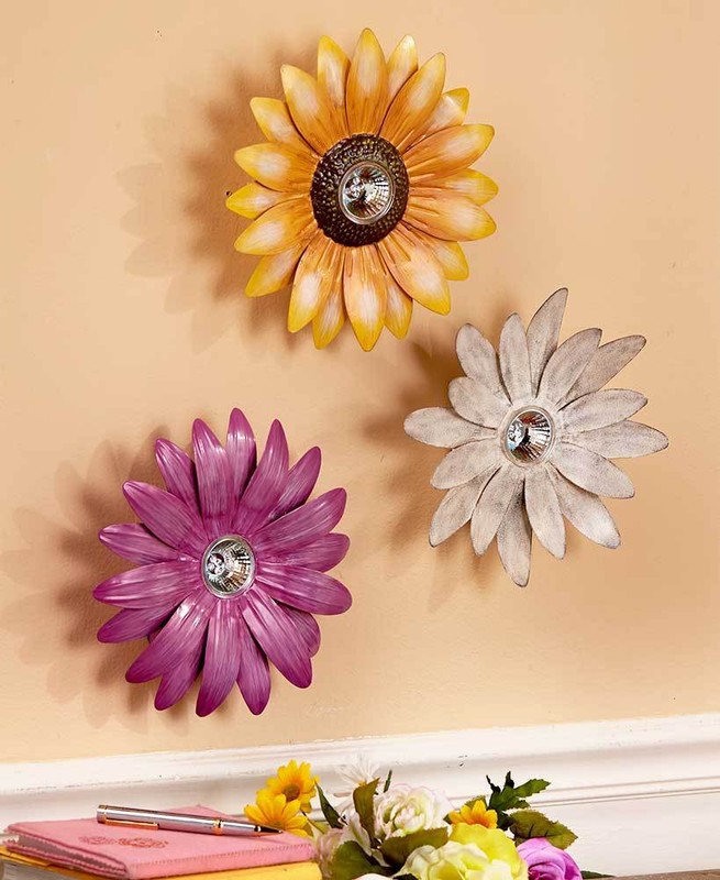 White Purple Lighted Flowers Wall Decor Sunflower Wall Art Blooms Petals Hanging gallery