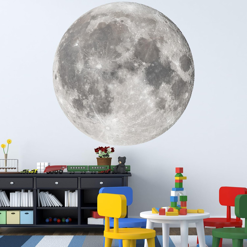 6 Sheets Large Moon Wall Stickers Full Moon Decor Wall Decals Peel and Stick Wal gallery