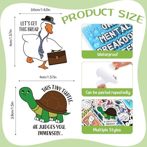 600 Pcs Funny Sarcastic Meme Stickers - Waterproof Decals for Laptops, Water Bot gallery