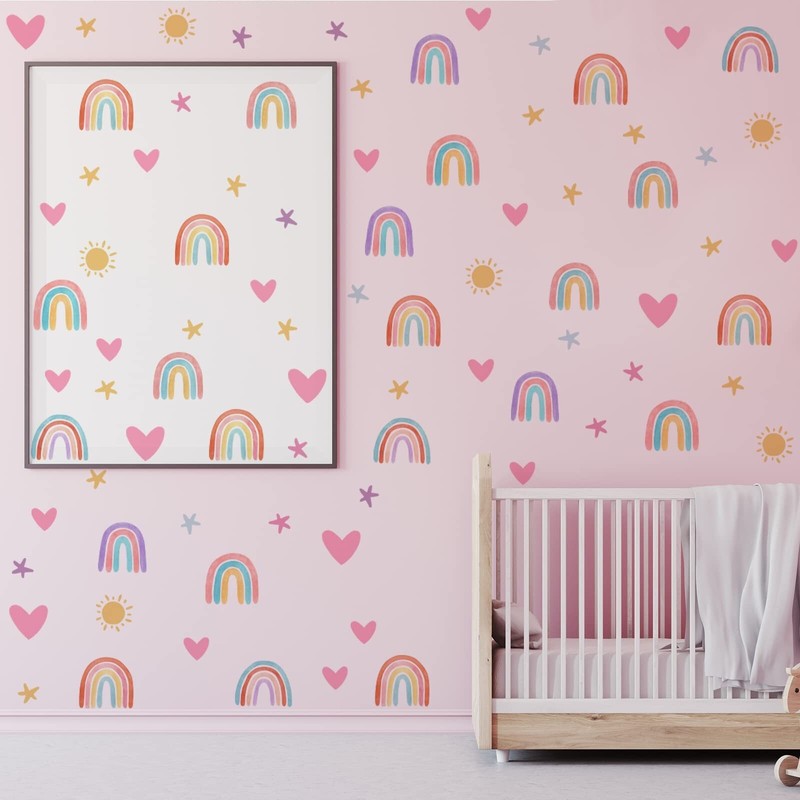 Rainbow Wall Decor Stickers Small Rainbow Wall Decal Watercolor Rainbow Heart... gallery