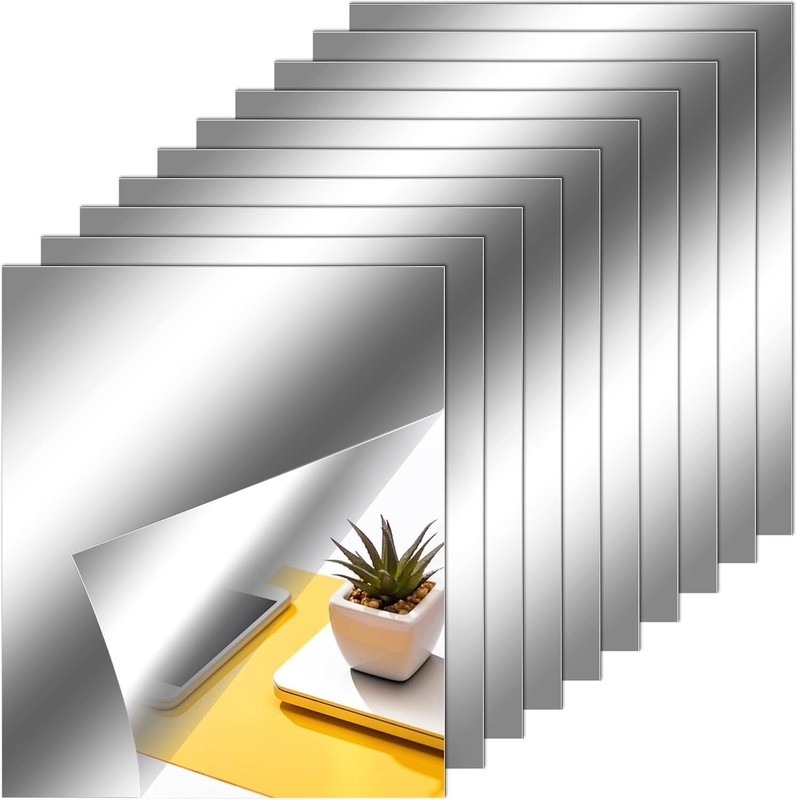 Versatile Non-Glass Mirror Tiles for Home Walls - Reflective 10 x 12 in Stickers gallery