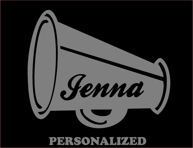 Personalized Cheerleader Megaphone Decal with name vinyl sticker car graphic gallery