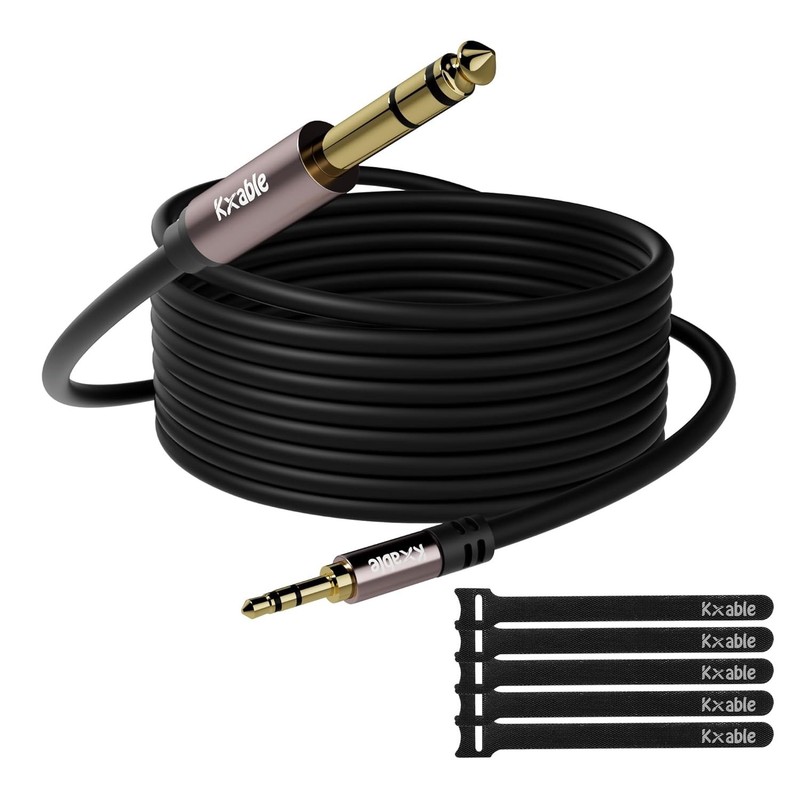 3.5mm to 6.35mm Stereo Audio Cable 25 Feet, Long 1/4 to 1/8 inch Headphone Ca...