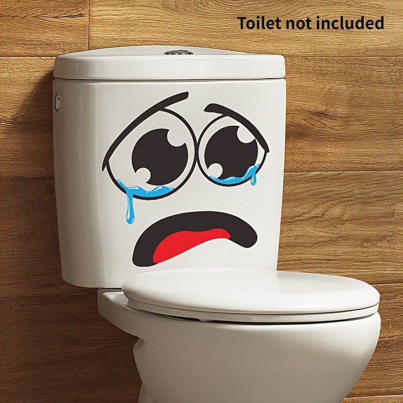 Lightweight Adaptable Compact Funny Crying Face Toilet Sticker for Bathroom Home gallery