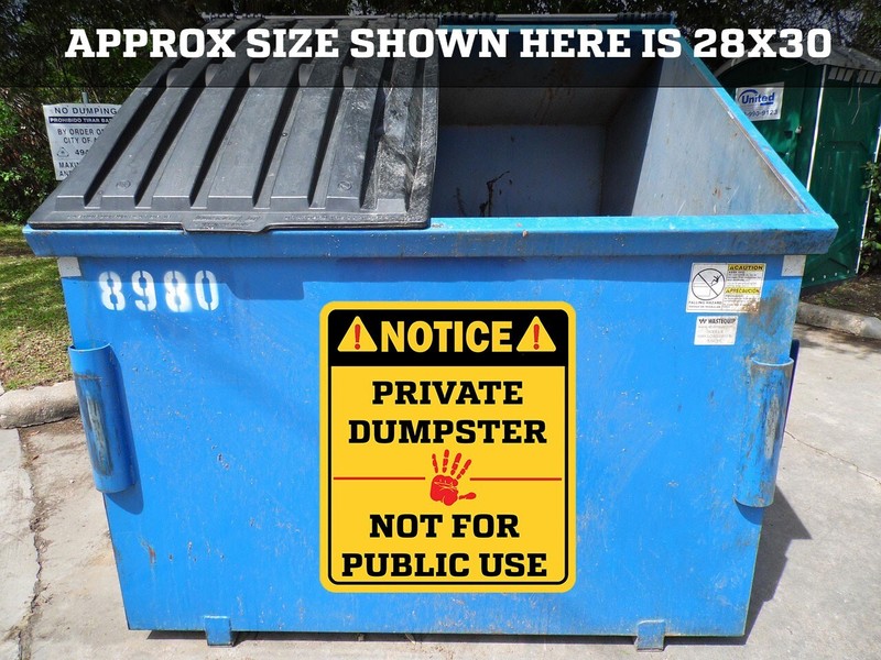 LARGE Private Dumpster Sticker / Waterproof and Non-Fading / Industrial Decal gallery