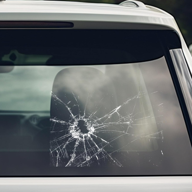 7.5" Broken Glass Decal - 3 Pack Waterproof Reusable Broken Screen Prank Sticker gallery