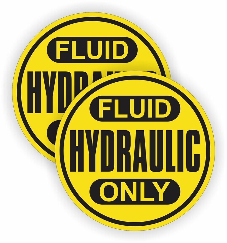pair – 2 inch HYDRAULIC FLUID ONLY Vinyl Sticker Decal