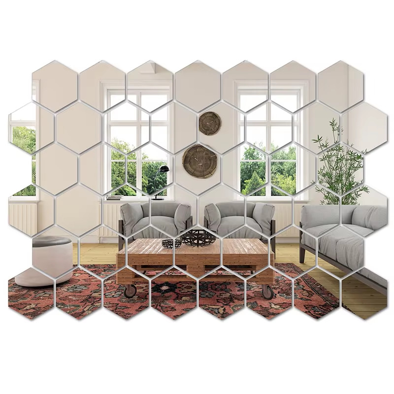 45PCS Hexagon Mirror Wall Stickers – DIY Decorative Wall Art Tiles gallery